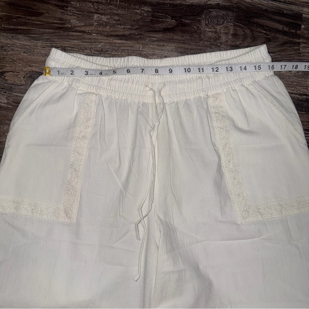 NWOT Style&Co Women’s Ivory Cotton Crochet Lace Wide-Leg Pull-On Pants Size L - Picture 5 of 8